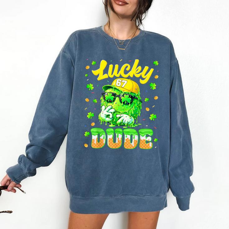 Lucky Dude Drip Baseball Shamrock St Patrick Men Boy Youth Comfort Colors Sweatshirt