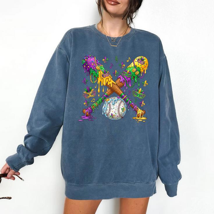 Mardi Gras Baseball Drip Shirt Cool Dripping Baseball Drip Comfort Colors Sweatshirt