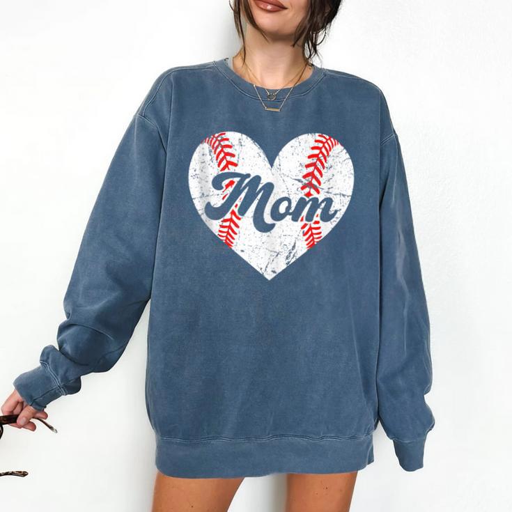 Mother's Day Distressed Heart Baseball Mom Mama Sport Fan Comfort Colors Sweatshirt