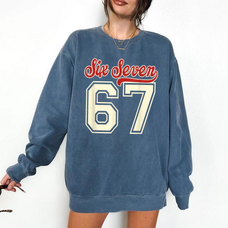 Number 67 Meme Six Seven Baseball Style Kids Boy Teen Comfort Colors Sweatshirt