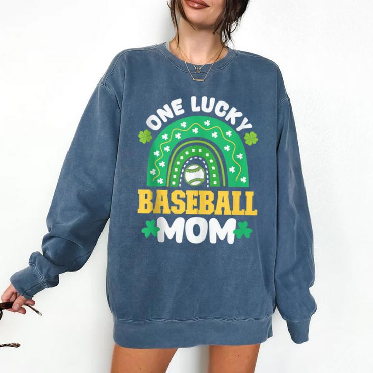 One Lucky Baseball Mom St Patricks Day Rainbow Mother Mama Comfort Colors Sweatshirt