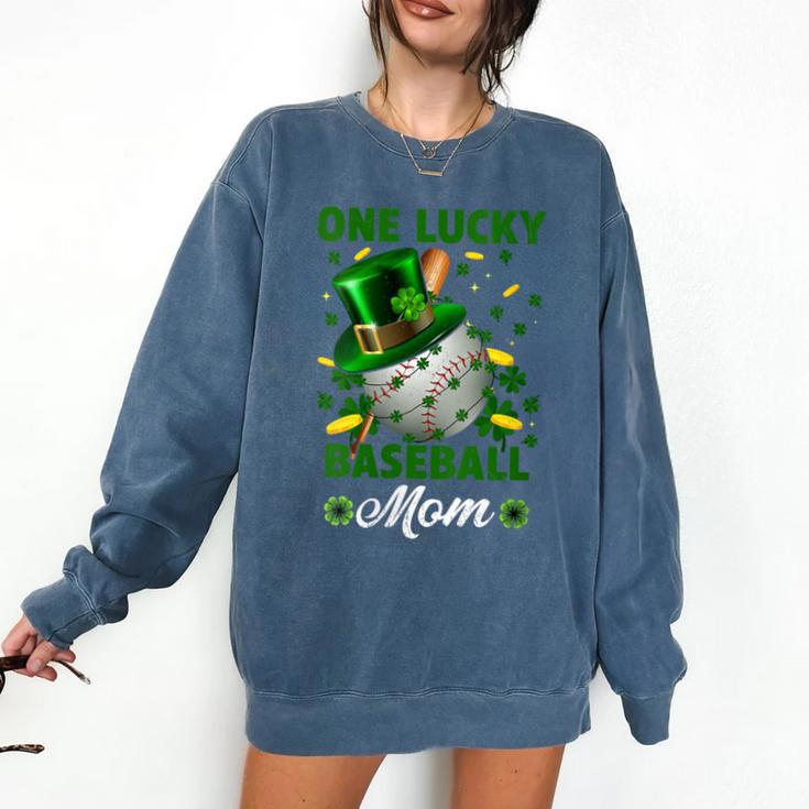 One Lucky Baseball Mom St Patricks Day One Lucky Mom Women Comfort Colors Sweatshirt