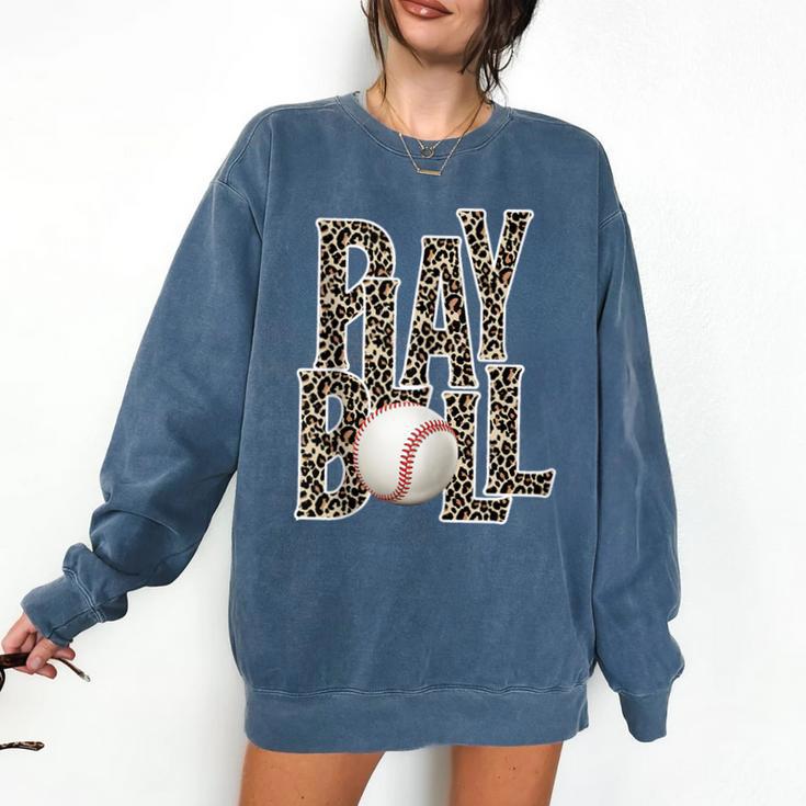 Play Ball Women Graphic Baseball Mom Baseball Comfort Colors Sweatshirt