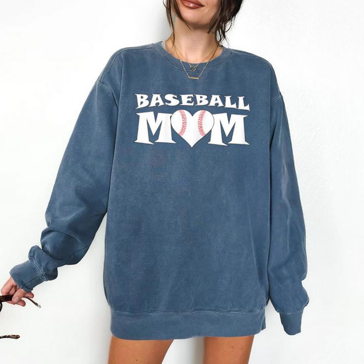 Proud Baseball Mom With Heart Game Day Comfort Colors Sweatshirt