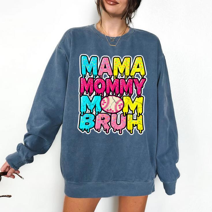 Retro Mama Mommy Mom Bruh Baseball Women Girls Comfort Colors Sweatshirt