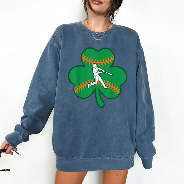 Retro Shamrock Baseball St Patricks Day Men Women Boys Girls Comfort Colors Sweatshirt