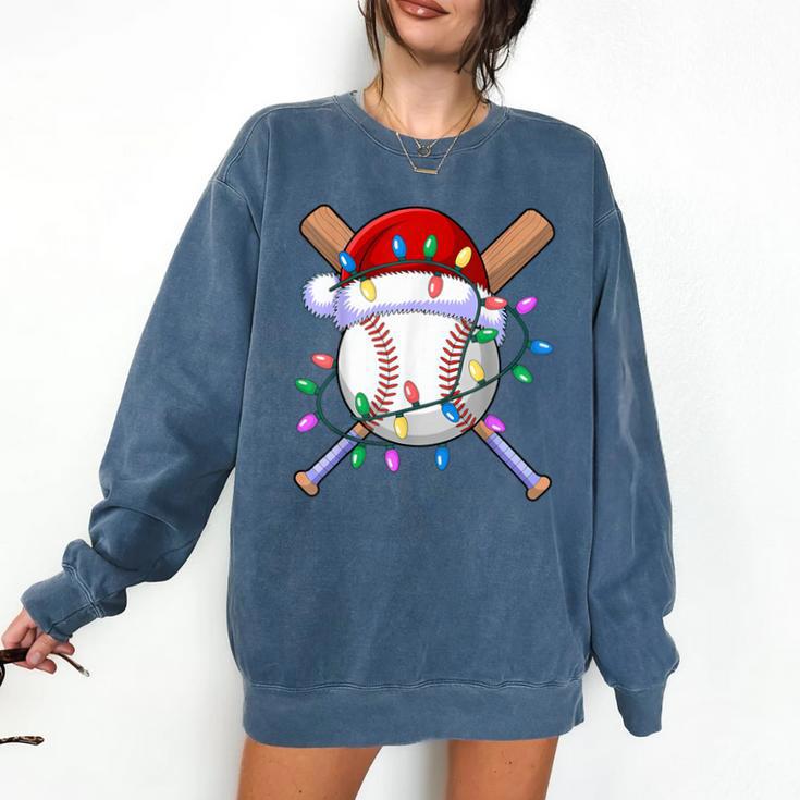 Santa Sports Christmas Baseball Player Comfort Colors Sweatshirt