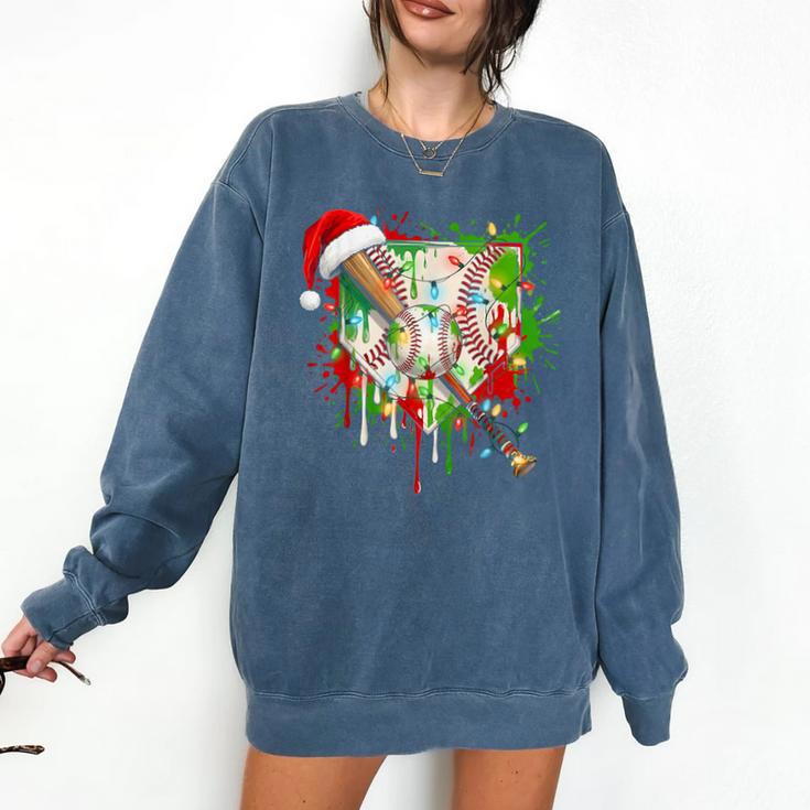 Santa Sports Ice Baseball Christmas Xmas Pajama Kid Men Boys Comfort Colors Sweatshirt