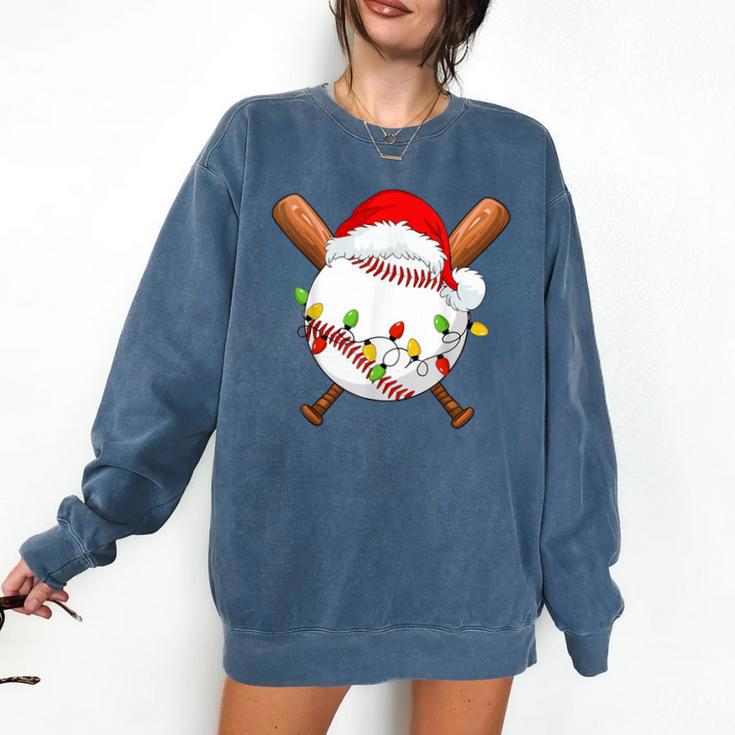 Santa Sports For Men Boys Christmas Baseball Player Comfort Colors Sweatshirt