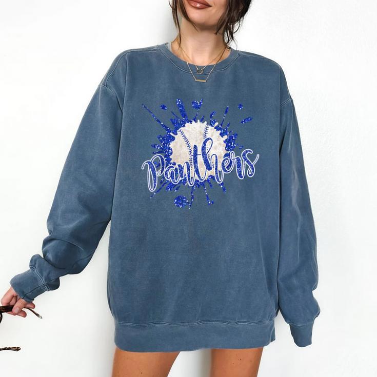 School Spirit Panthers Panther Pride Baseball Mom For Women Comfort Colors Sweatshirt