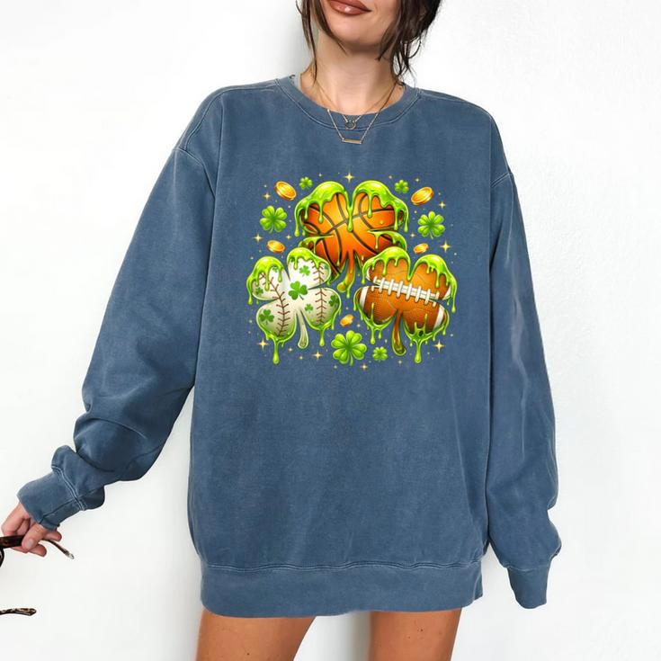Shamrock Basketball Baseball Drip St Patrick's Day Boys Men Comfort Colors Sweatshirt