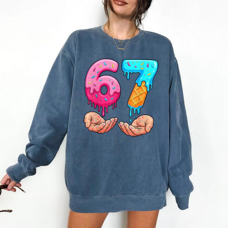 Six Seven 6-7 Baseball Ice Cream Drip 67 Meme Hands Comfort Colors Sweatshirt