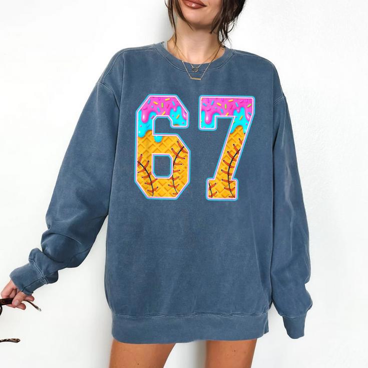 Six Seven Baseball Drip Comfort Colors Sweatshirt