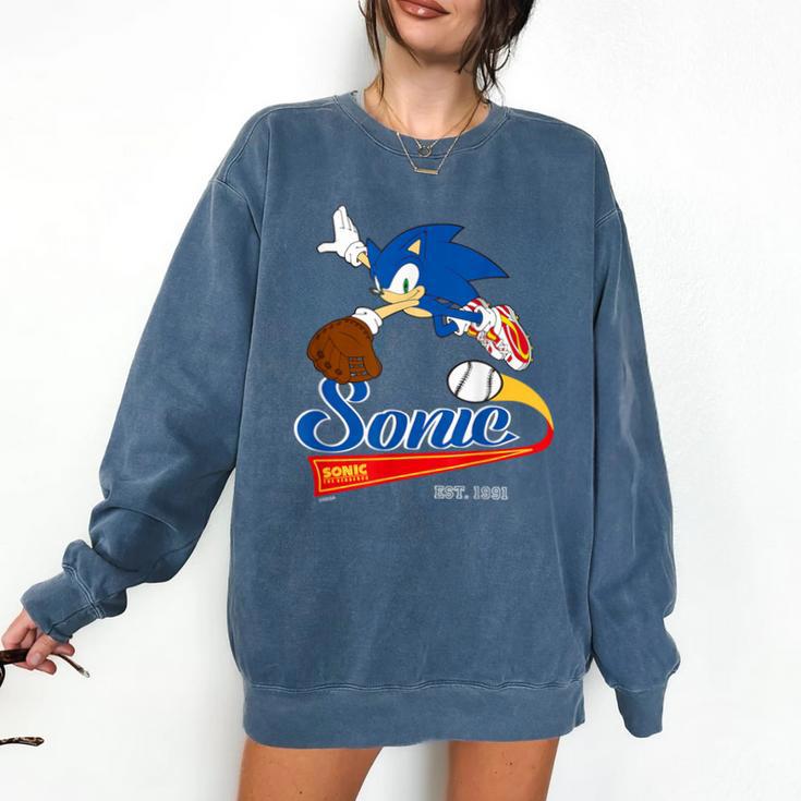 Sonic The Hedgehog Sonic Baseball Est 1991 Comfort Colors Sweatshirt
