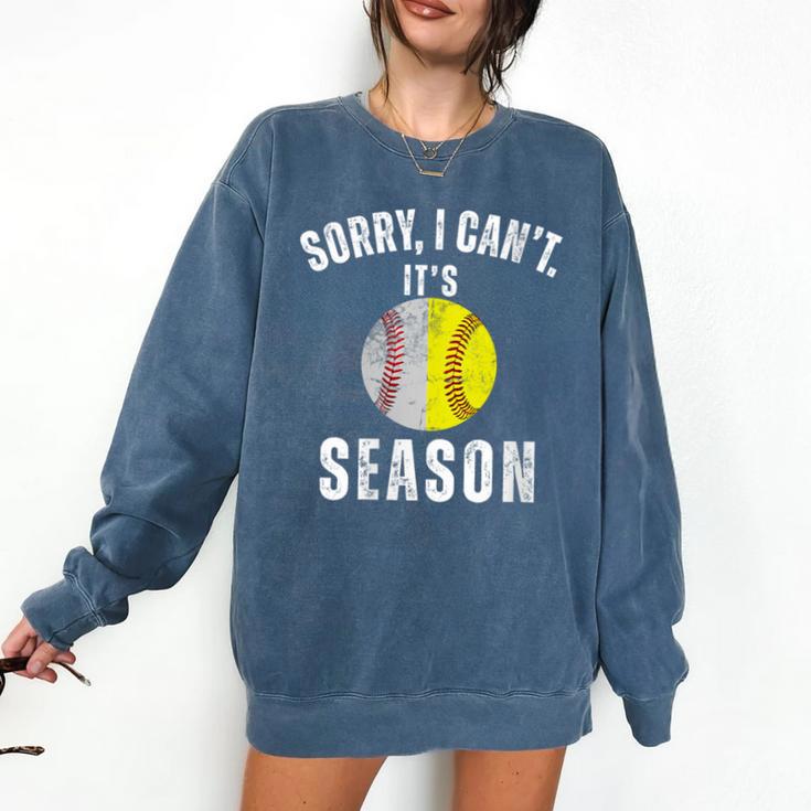 Sorry I Cant It's Season Vintage Softball Baseball Mom Comfort Colors Sweatshirt