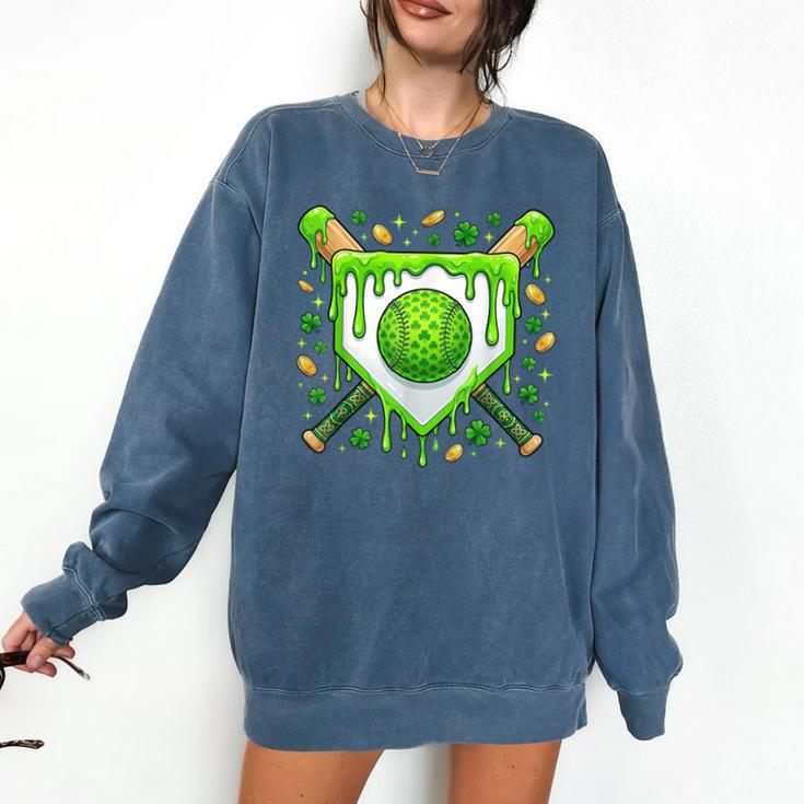 St Patrick Day Baseball Drip Ice Cream Boys Men Comfort Colors Sweatshirt