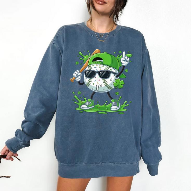 St Patrick Day Baseball Drip Ice Cream Baseball Player Men Comfort Colors Sweatshirt