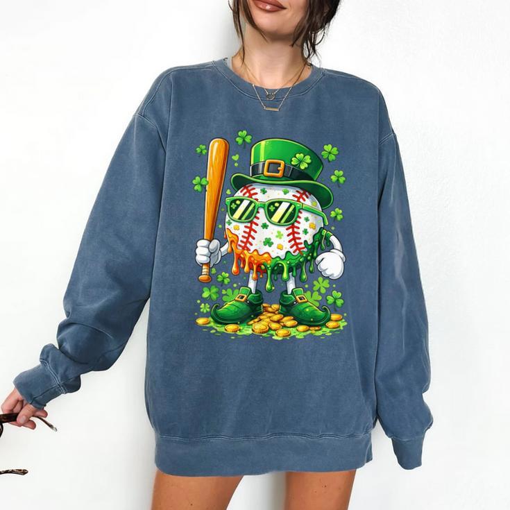 St Patricks Day Baseball Ice Cream Baseball Player Cartoon Comfort Colors Sweatshirt