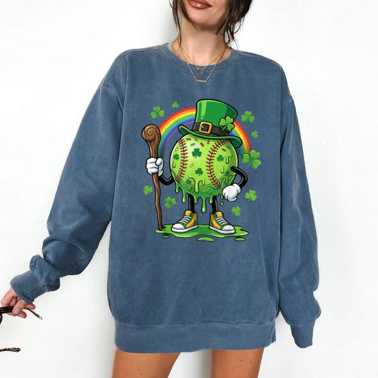 St Patricks Day Baseball Leprechaun Rainbow Green Baseball Comfort Colors Sweatshirt
