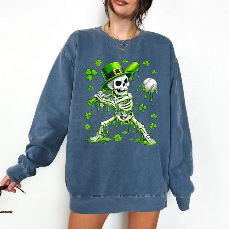 St Patricks Day Baseball Skeleton Irish Leprechaun Hat Boys Comfort Colors Sweatshirt