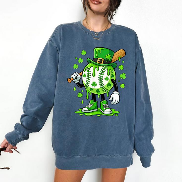 St Patricks Day Shamrock Baseball Drip Icecream Irish Boys Comfort Colors Sweatshirt