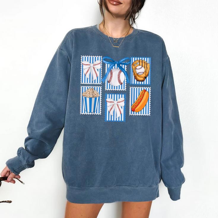 Stamps Coquette Bow Baseball Kids Youth Girls Baseball Mom Comfort Colors Sweatshirt