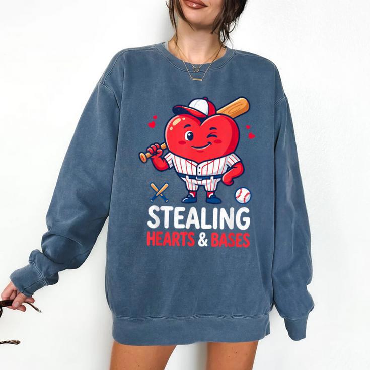 Stealing Hearts And Bases Baseball Player Valentine's Day Comfort Colors Sweatshirt