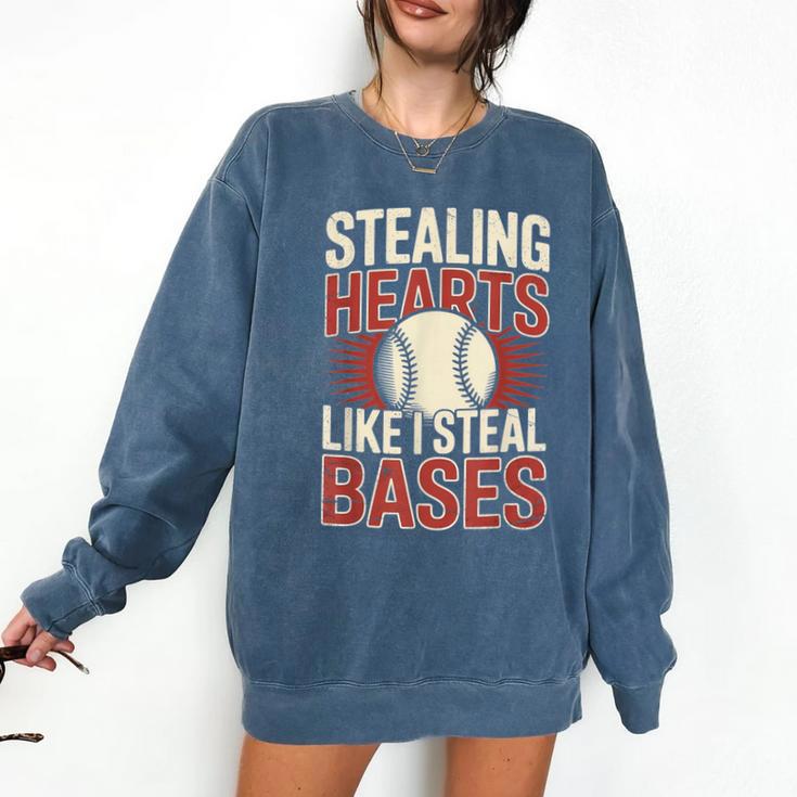Stealing Hearts Like I Steal Bases Baseball Valentine Retro Comfort Colors Sweatshirt