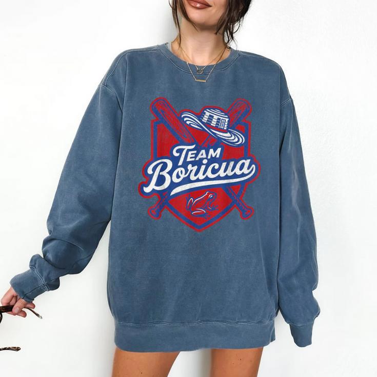 Team Boricua Puerto Rico Baseball Coqui Frog Pava Hat Fan Comfort Colors Sweatshirt
