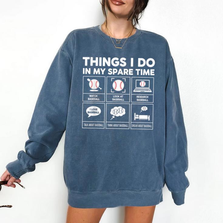 Things I Do Spare Time Baseball Player Men Women Kids Comfort Colors Sweatshirt