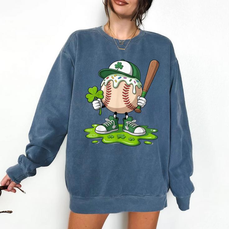 Toddler Baseball Drip Ice Cream Boys Kids St Patricks Day Comfort Colors Sweatshirt