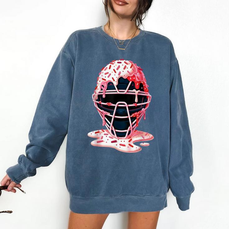 Valentine Baseball Catcher Mask Ice Cream Drip Tee For Boys Comfort Colors Sweatshirt