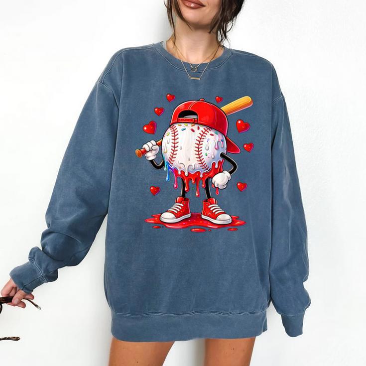 Valentine Baseball Heart Drip Sport Love Valentines Day Boys Comfort Colors Sweatshirt