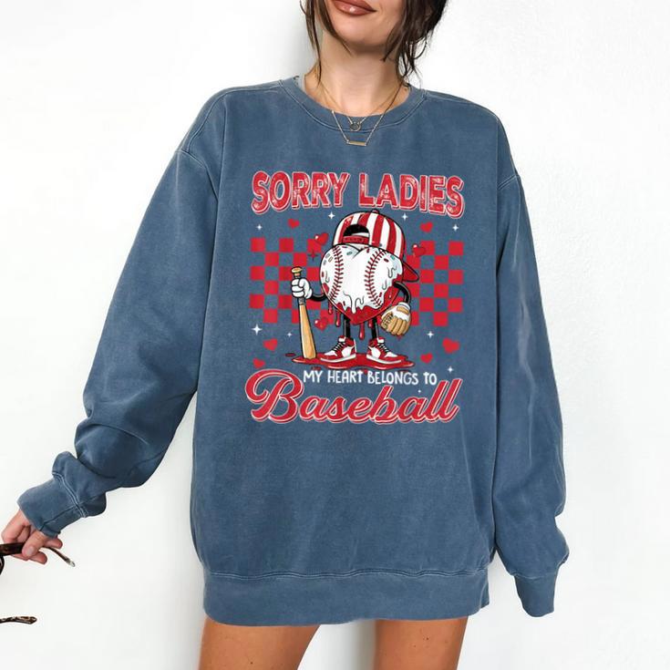 Valentine My Heart Belongs Baseball Lover Boy Men Comfort Colors Sweatshirt