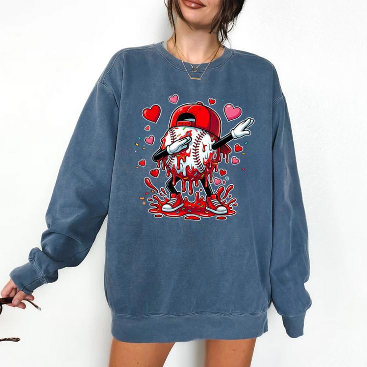 Valentines Baseball Toddler Boys Kids Dabbing Baseball Drip Comfort Colors Sweatshirt