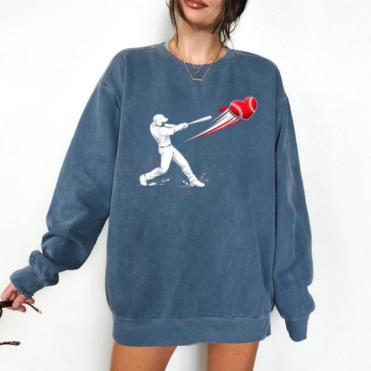 Valentines Day Baseball Batter Silhouette Heart Comfort Colors Sweatshirt