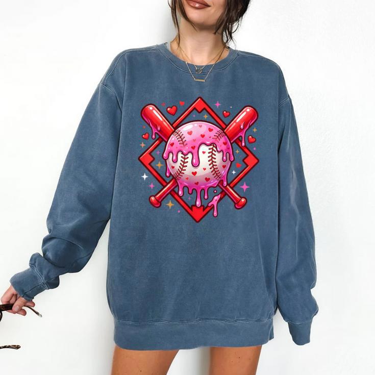 Valentines Day Baseball Boys Ice Cream Drip Heart Youth Kids Comfort Colors Sweatshirt