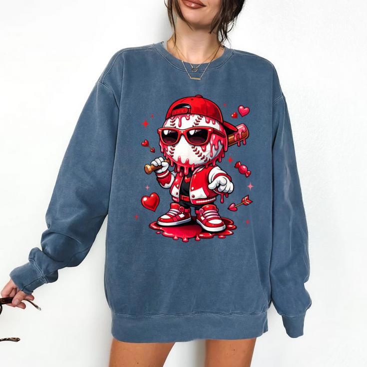 Valentines Day Baseball Drip Ice Cream For Boys Kids Teens Comfort Colors Sweatshirt