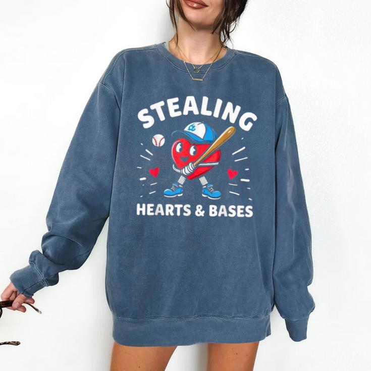 Valentines Day Baseball Stealing Hearts Bases Boys Kids Men Comfort Colors Sweatshirt