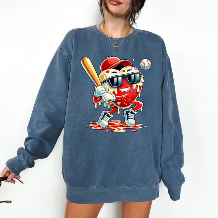 Valentines Day Heart Baseball Drip Ice Cream Boys Kids Men Comfort Colors Sweatshirt