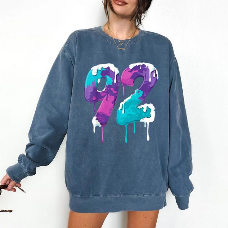 Vintage Baseball 92 Number Comfort Colors Sweatshirt