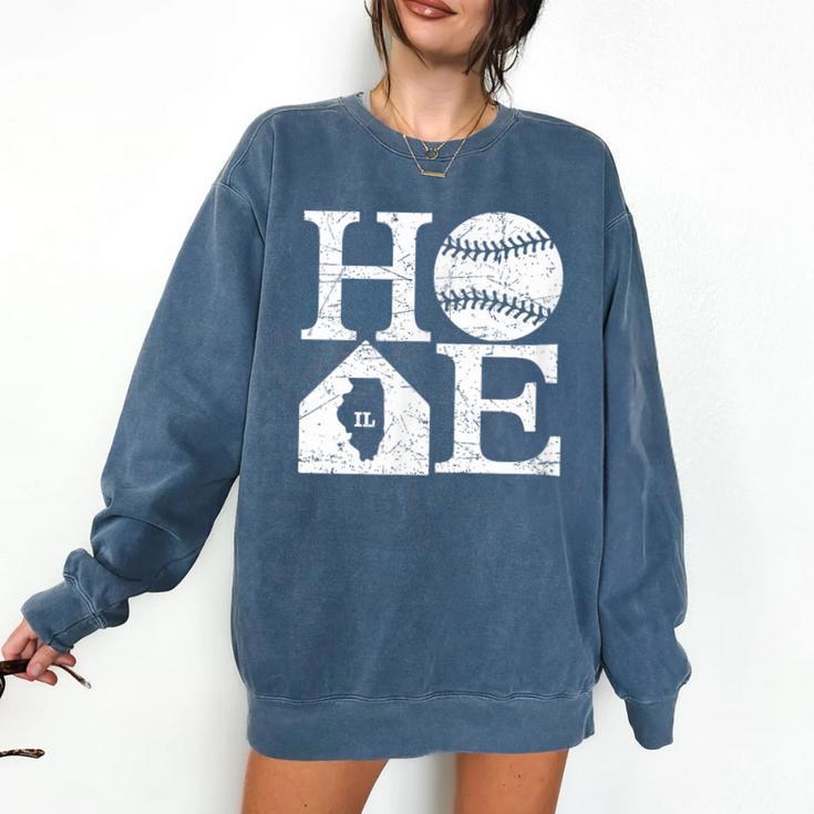 Vintage Baseball Home Illinois State Outline Baseball Mom Comfort Colors Sweatshirt