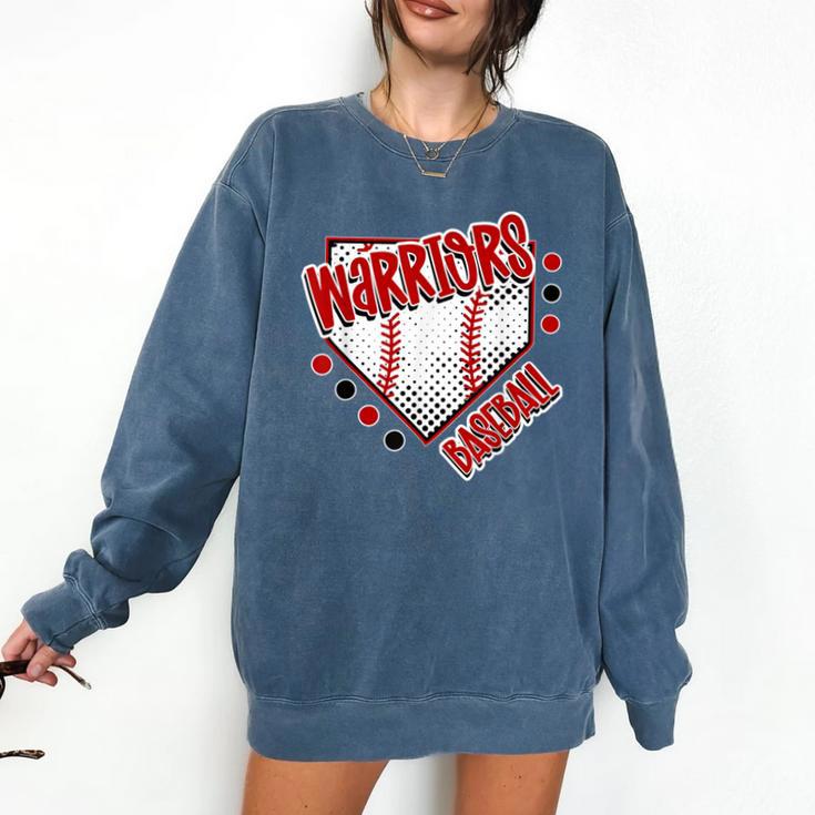 Warriors Home Plate Baseball Sports Baseball Mom Comfort Colors Sweatshirt