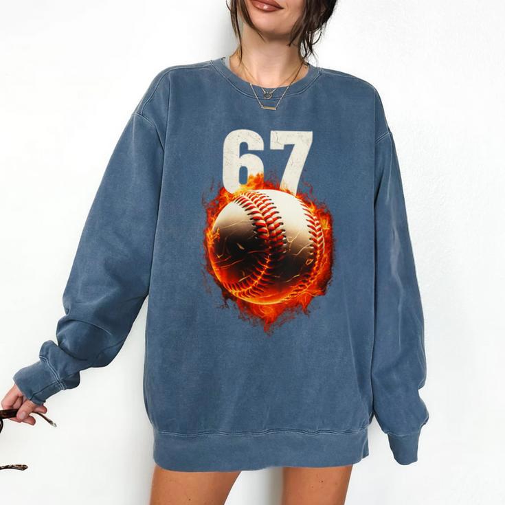 Women's 67 Baseball Boys Birthday Teens Six Seven Brainrot Comfort Colors Sweatshirt