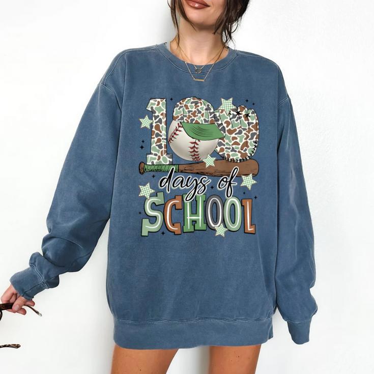 100 Days Of School Baseball Camo Men Boy Kid Comfort Colors Sweatshirt