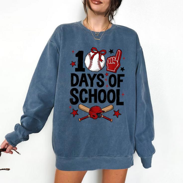 100 Days Of School Coquette Bow Baseball 100th Day Girl Kid Comfort Colors Sweatshirt