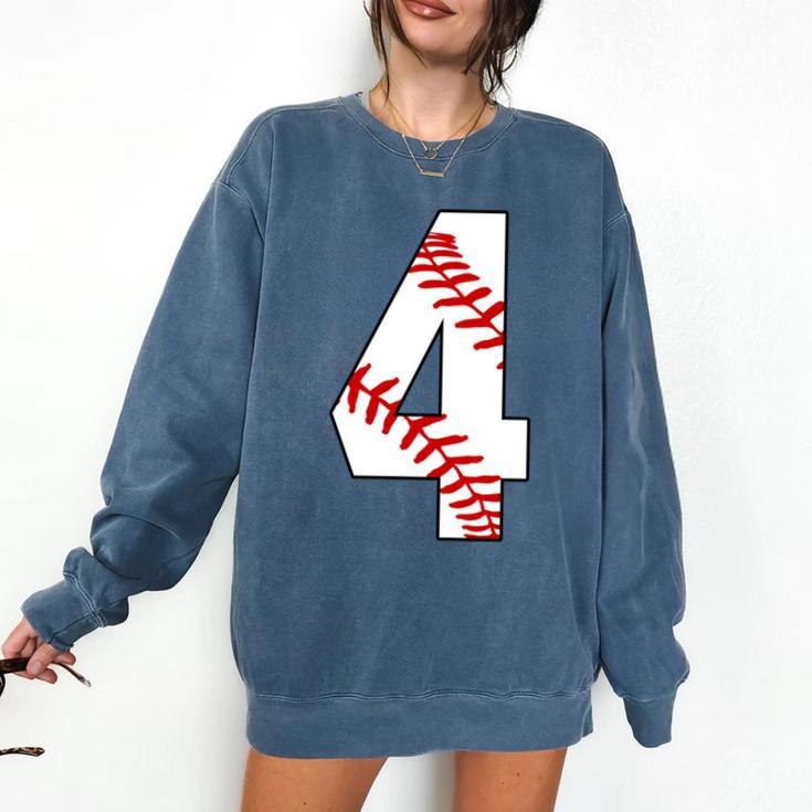4 Laces 4th Birthday Boy Four Years Baseball Mom T-Shirt Comfort Colors Sweatshirt