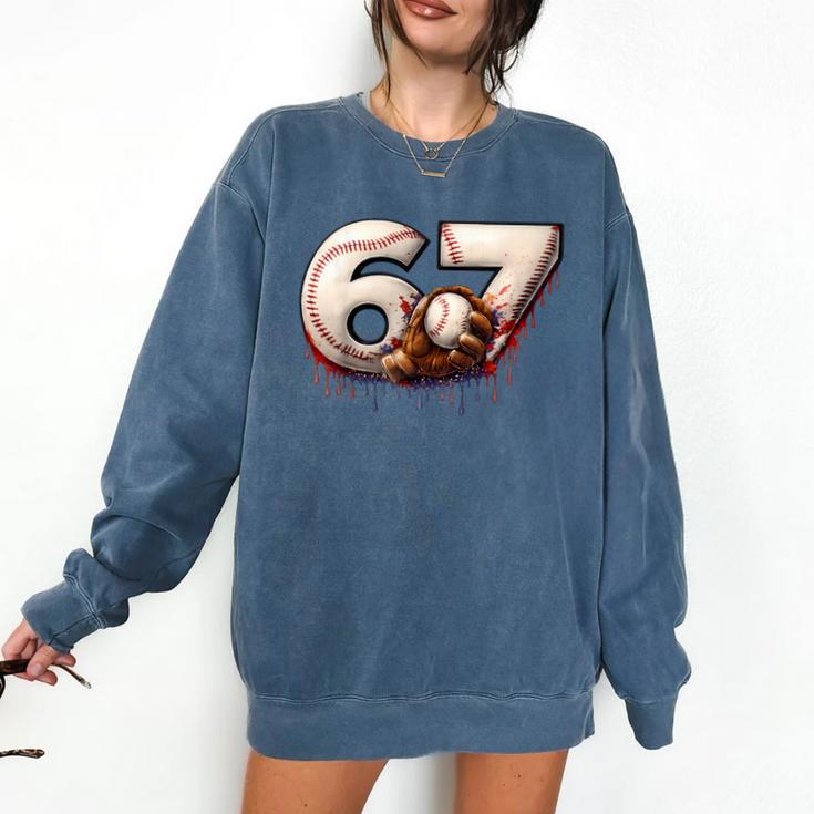 6 7 Six Seven American Baseball Graphic Comfort Colors Sweatshirt