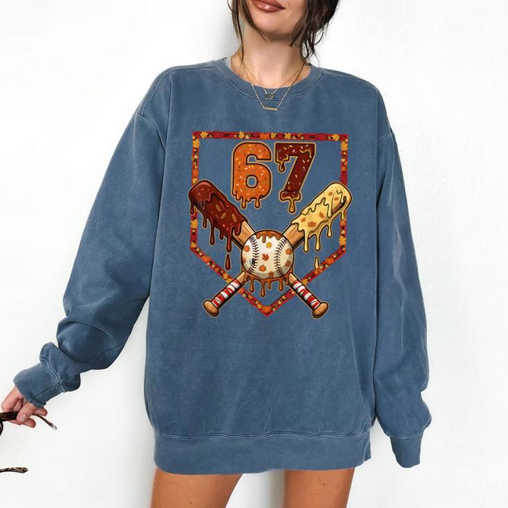67 Baseball Drip Thanksgiving Six Seven Boys Teens Kids Comfort Colors Sweatshirt
