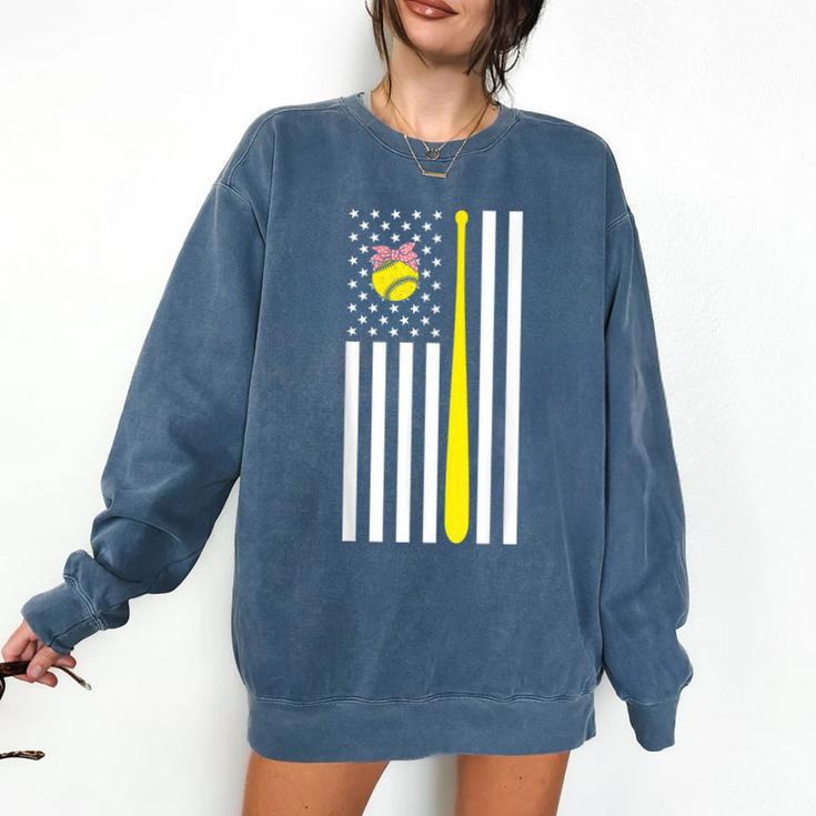 American Flag Baseball Mom Team Comfort Colors Sweatshirt